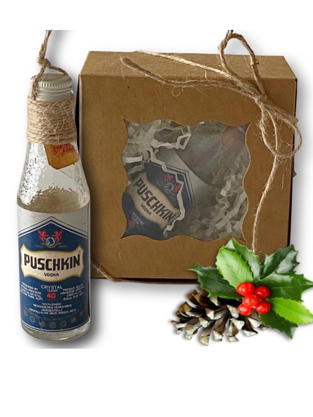 Puschkin Crystal Clear Vodka Artisan Vintage Glass Bottle Unique Ornament